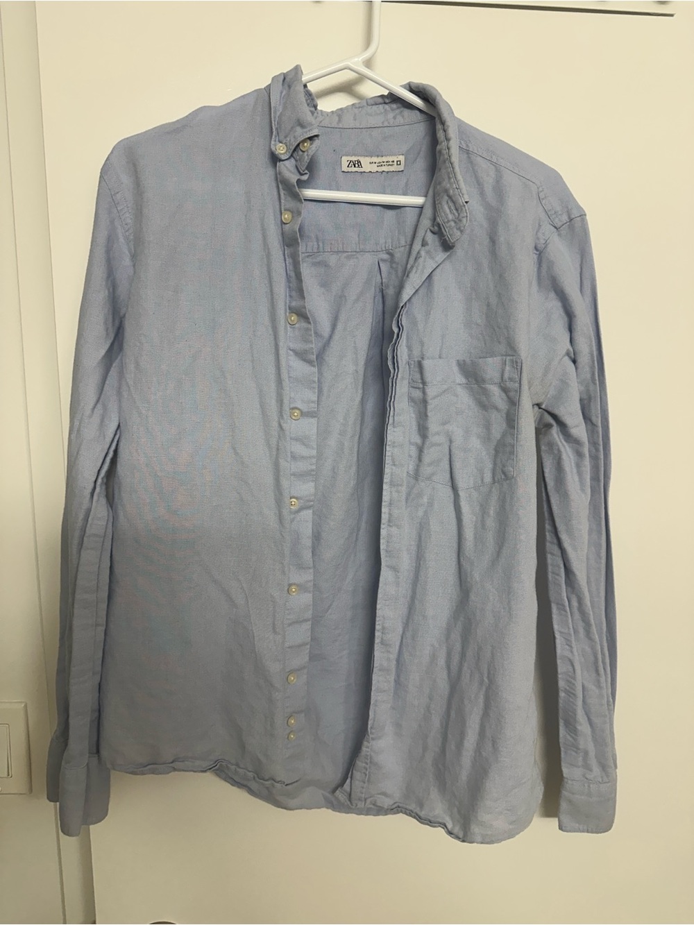 Zara Pale Blue Men's Long-Sleeve Button-Down Shirt